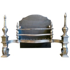 Large Polished Antique Fire Grate