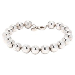 Pulsera grande de cuentas pulidas, Plata de ley