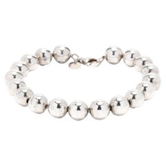 Large Polished Beaded Bracelet, Sterling Silver