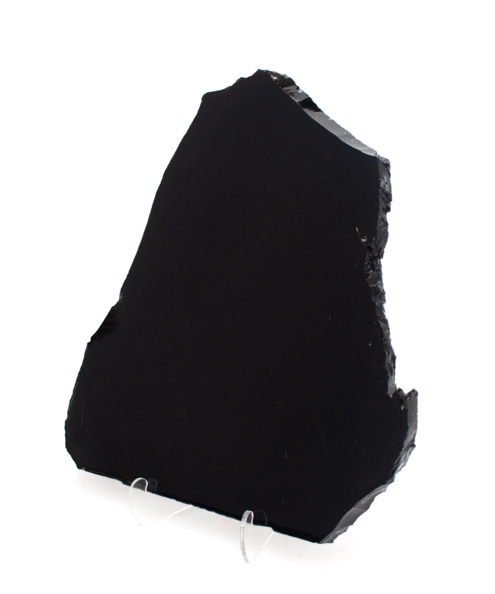 Organique Grand miroir en obsidienne noire polie en vente