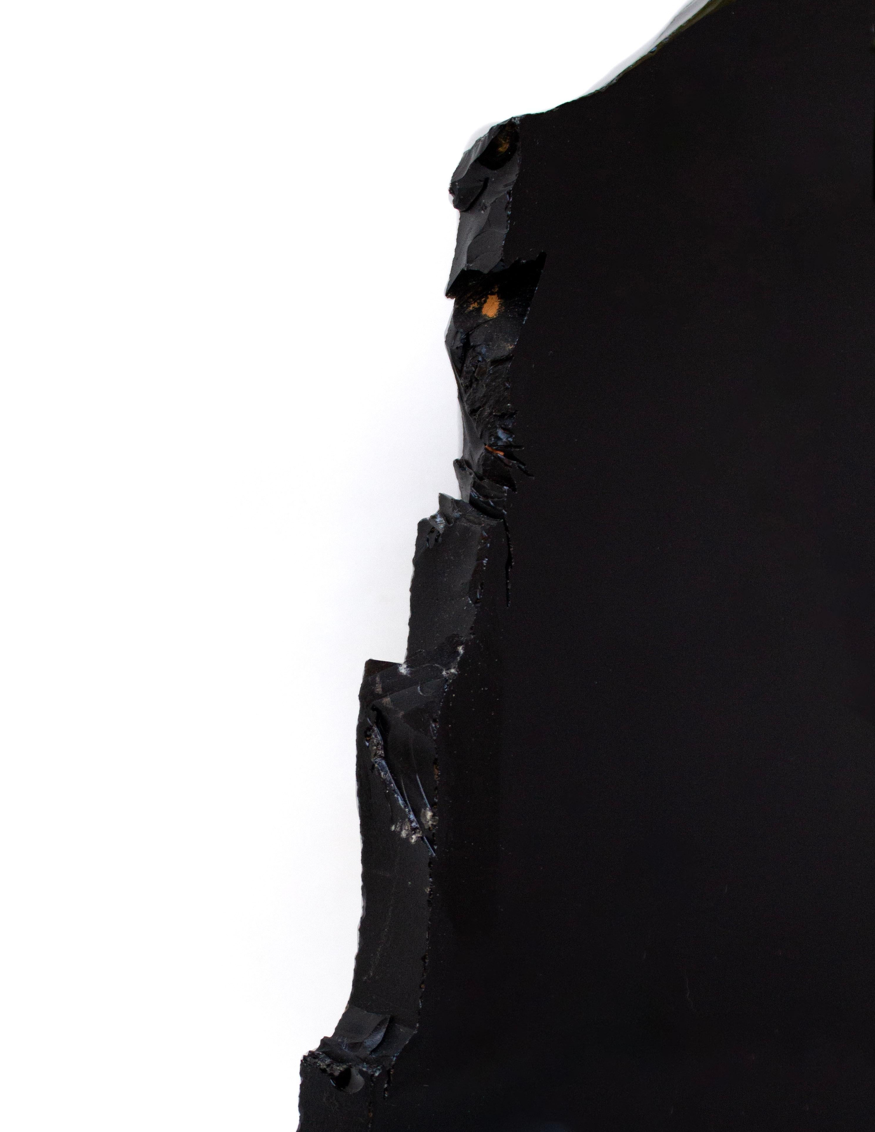 Mexican Large Polished Black Obsidian Mirror For Sale