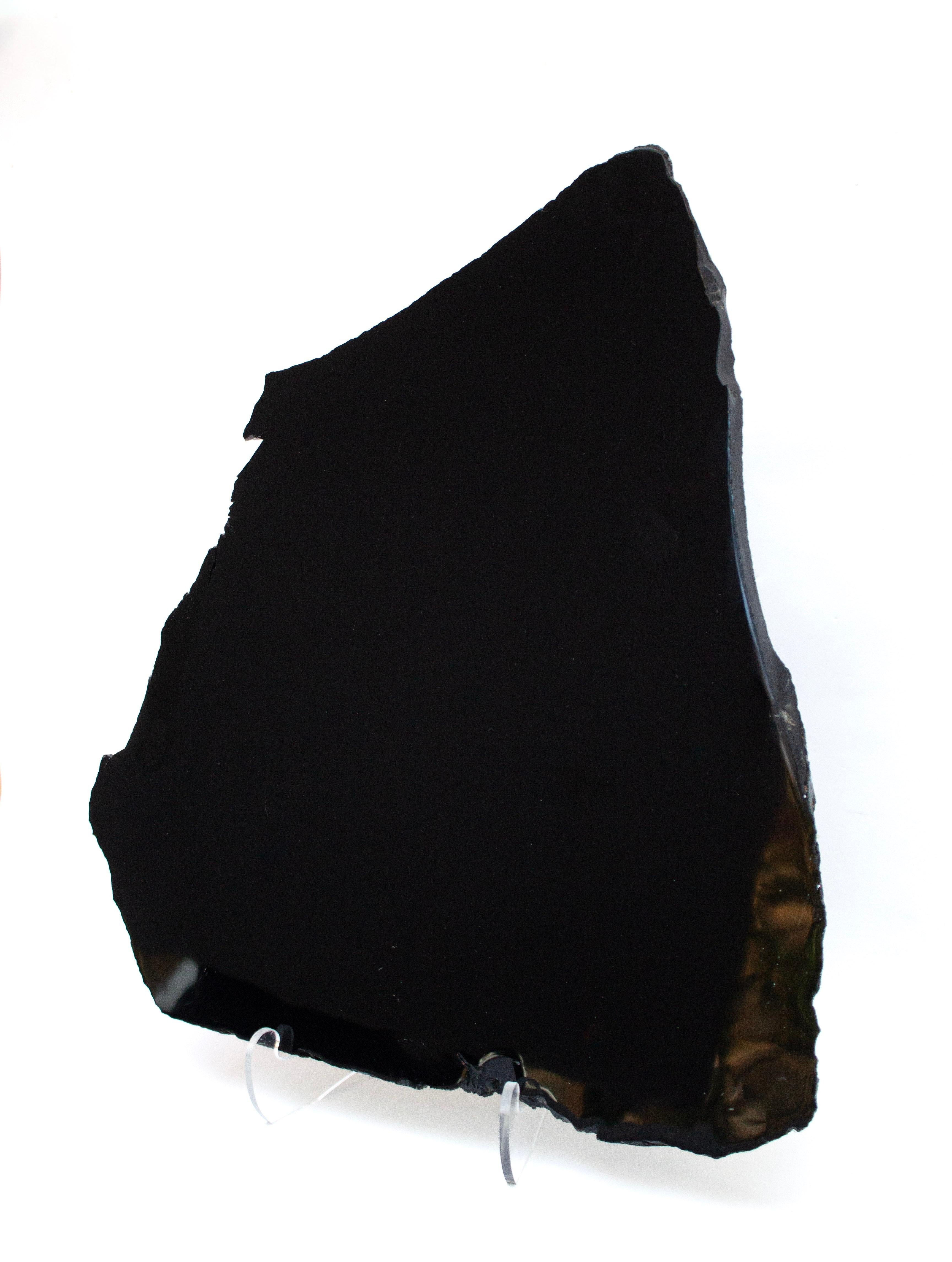 Large Polished Black Obsidian Mirror In Excellent Condition For Sale In Dublin, Dalkey
