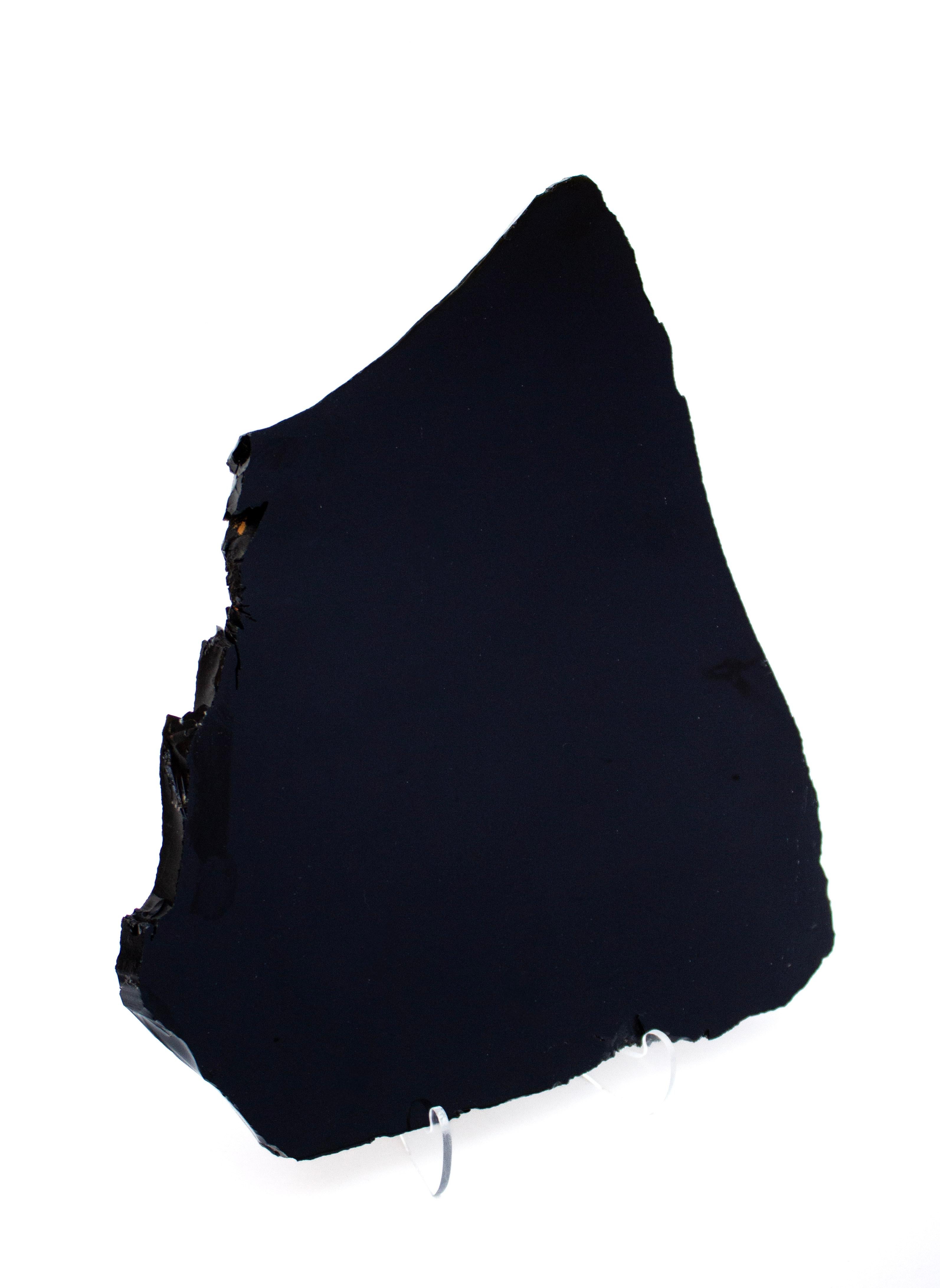 Contemporary Large Polished Black Obsidian Mirror For Sale