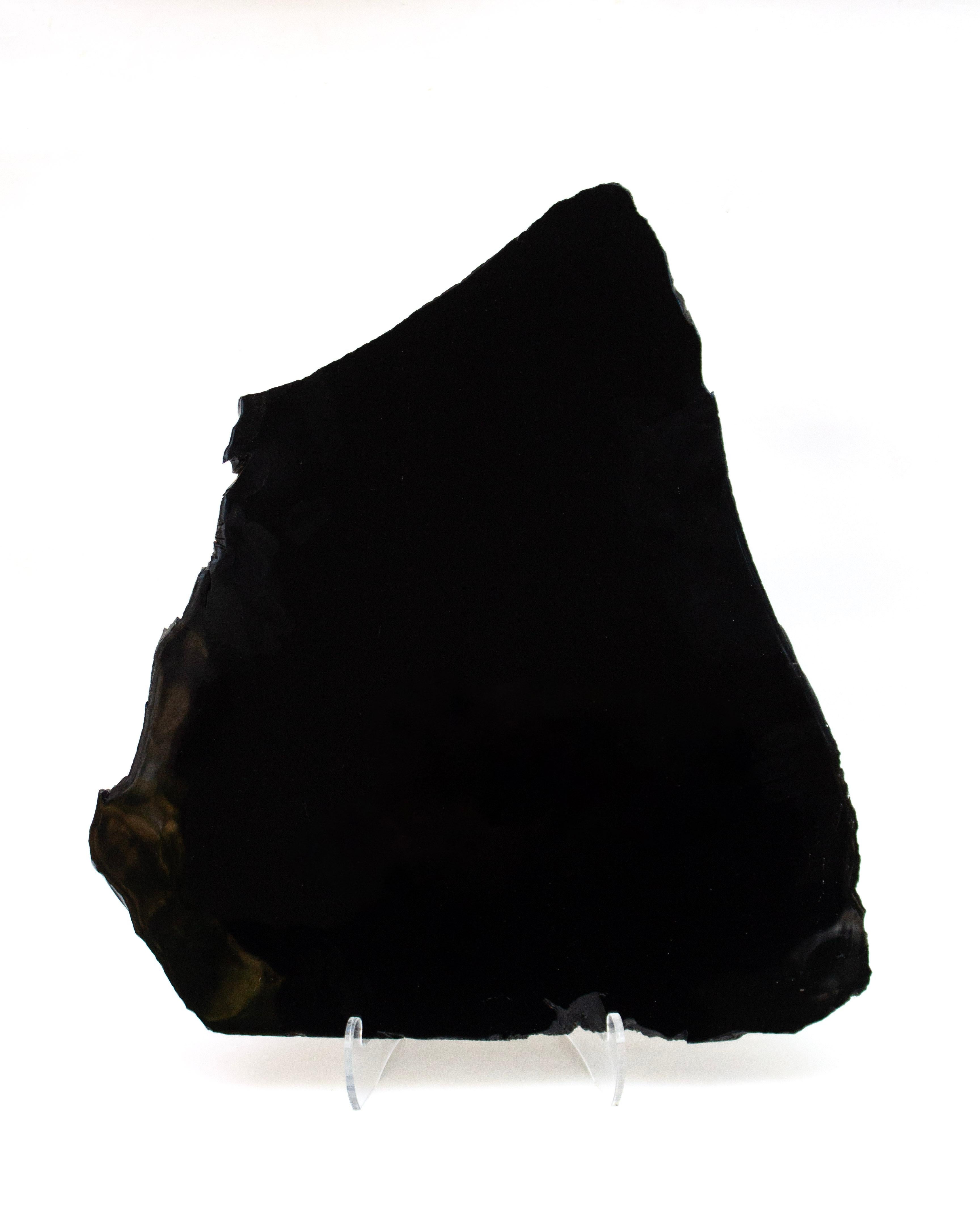 Rock Crystal Large Polished Black Obsidian Mirror For Sale