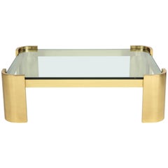 Large Polished Brass Coffee Table by Ron Seff