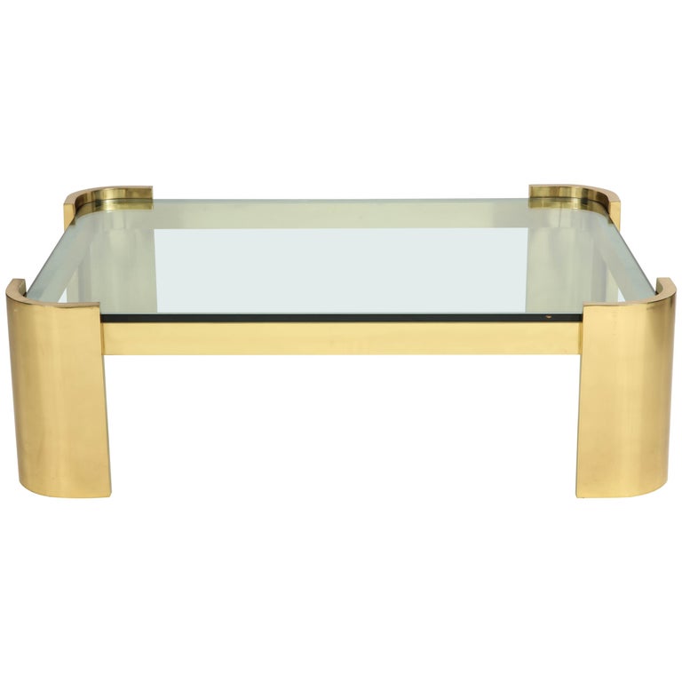 Large Polished Brass Coffee Table by Ron Seff at 1stDibs