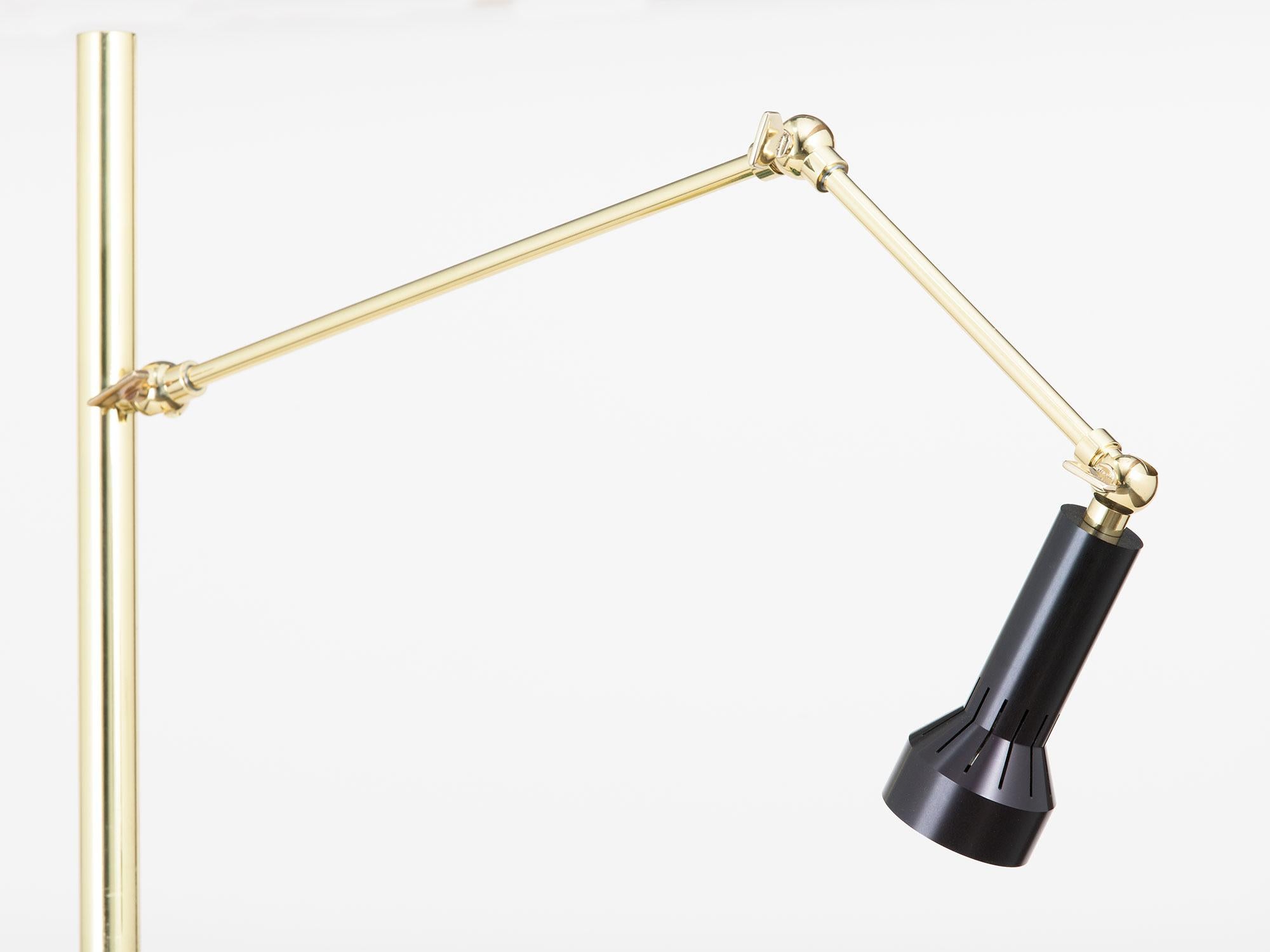 American Large Polished Brass Easel Floor Lamp