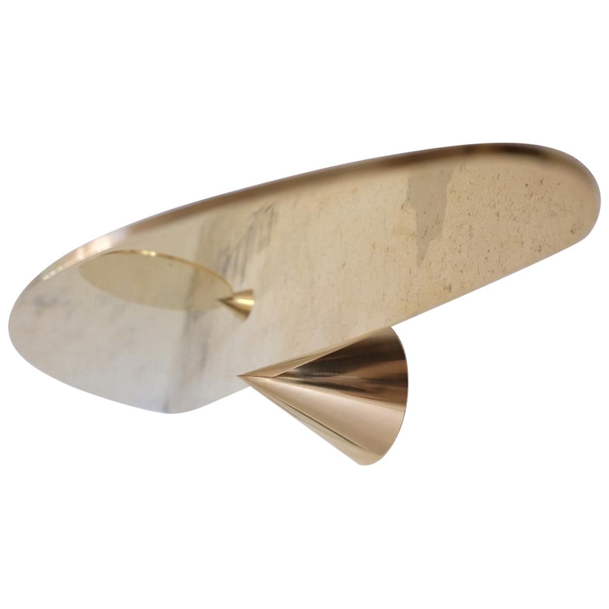 Large Polished Brass Floating Shelve Signed by Chanel Kapitanj