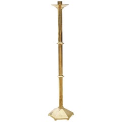 Antique Large Polished Brass Floor Standing Ecclesiastical Church Candlestick