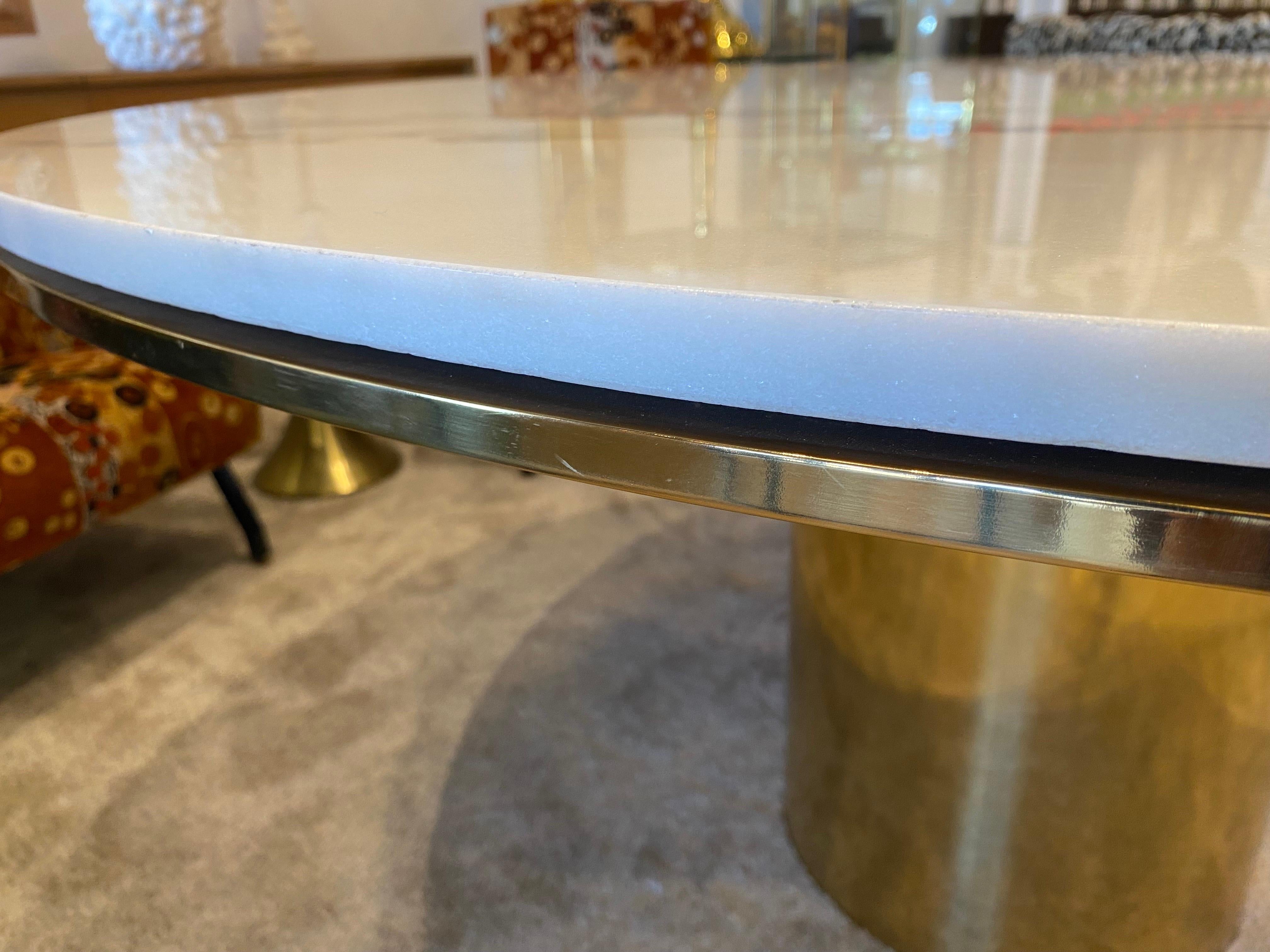 American Large Polished Bronze & White Marble Top 