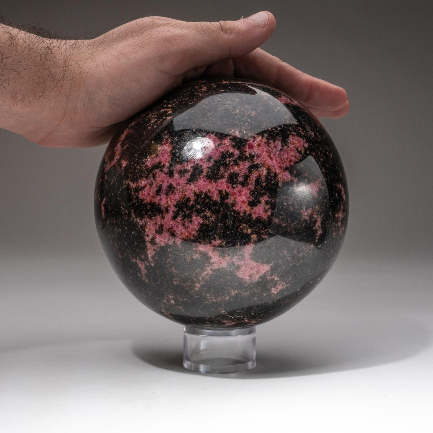 Malagasy Large Polished Imperial Rhodonite Sphere from Madagascar (5.25'', 11.4 lbs) For Sale