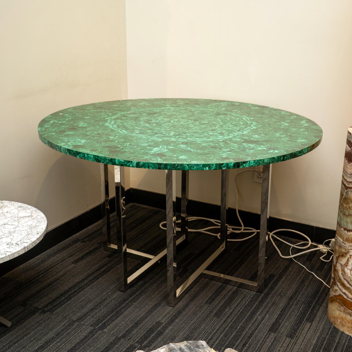 Congolese Large Polished Malachite Around Table