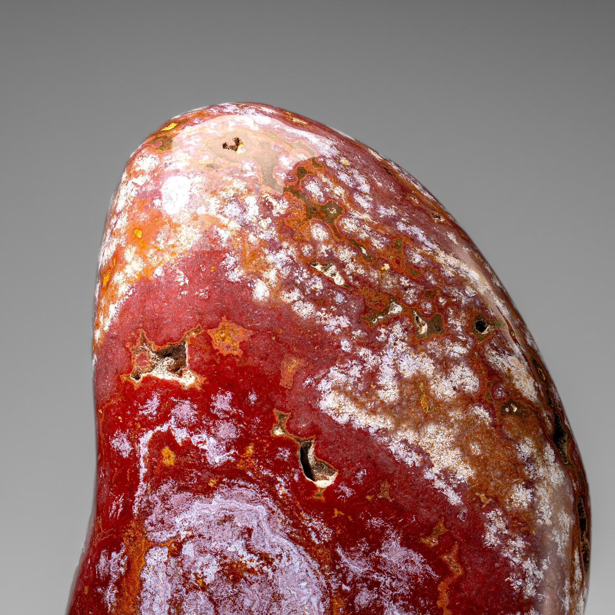 Hochwertiger, wunderschöner geschliffener Querschnitt eines Ozean-Jaspis aus Madagaskar in freier Form. Er ist auf Hochglanz poliert und stellt eine perfekte Ergänzung zu jeder Kristallkollektion dar.

Ozeanjaspis ist ein wunderschönes MATERIAL, das