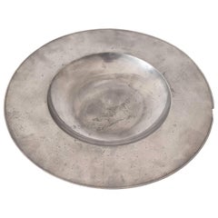 Large Polished Pewter Dish, Dutch, 17th Century