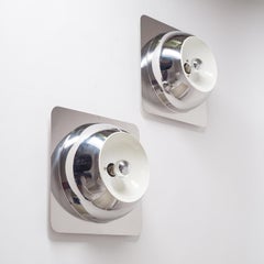 Grandi lampade da parete o soffitto Reggiani, 1970 circa, acciaio inossidabile lucidato