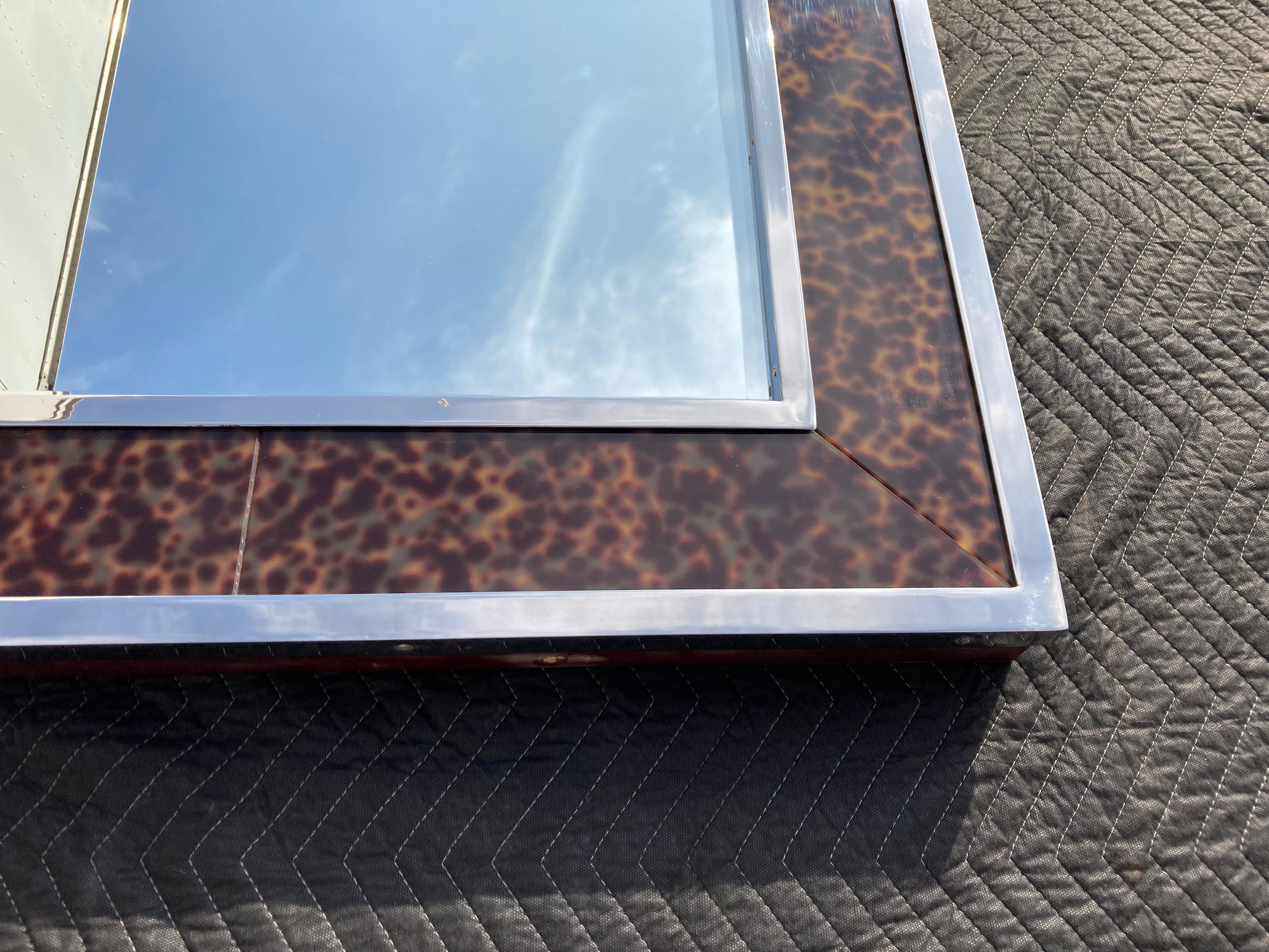 Large Polo Ralph Lauren Wall Mirror, Stainless Steel, Mahogany, Tortoise Shell 4