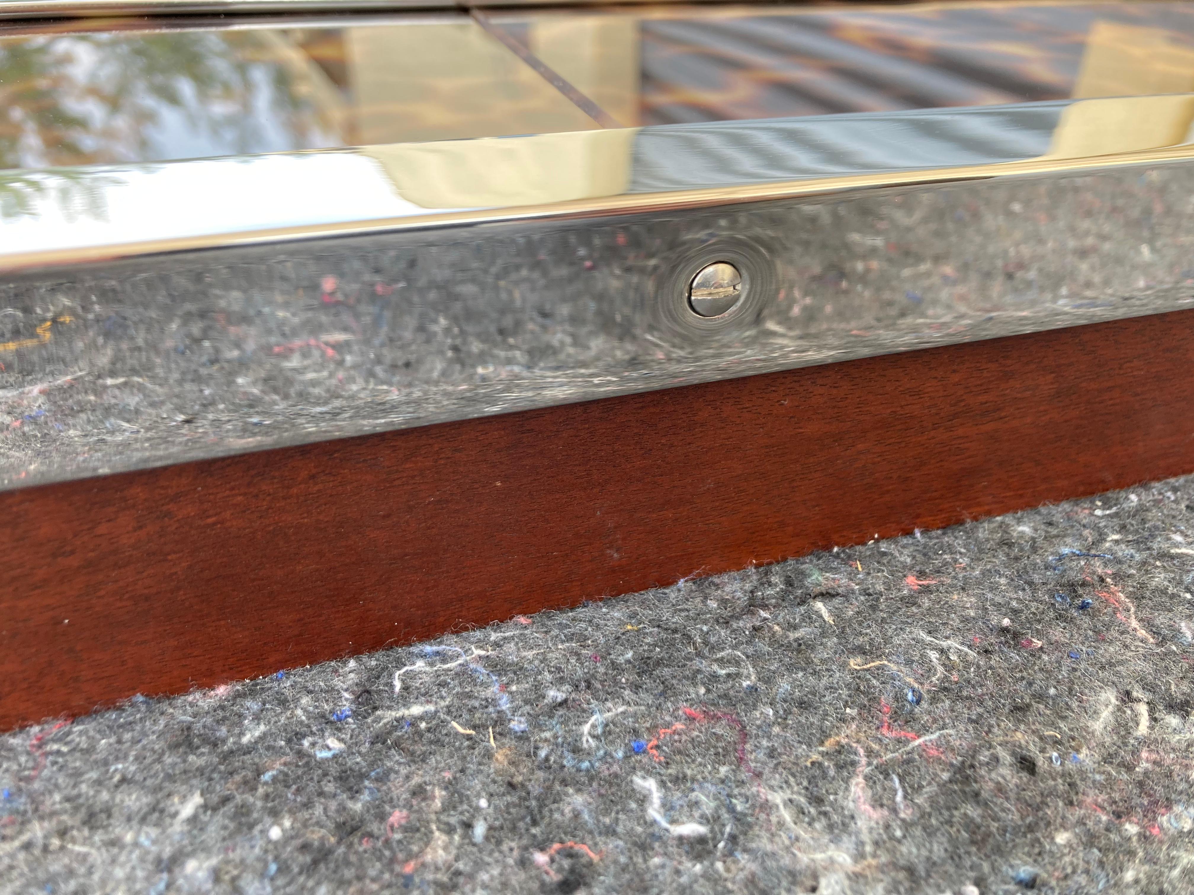 Large Polo Ralph Lauren Wall Mirror, Stainless Steel, Mahogany, Tortoise Shell 13