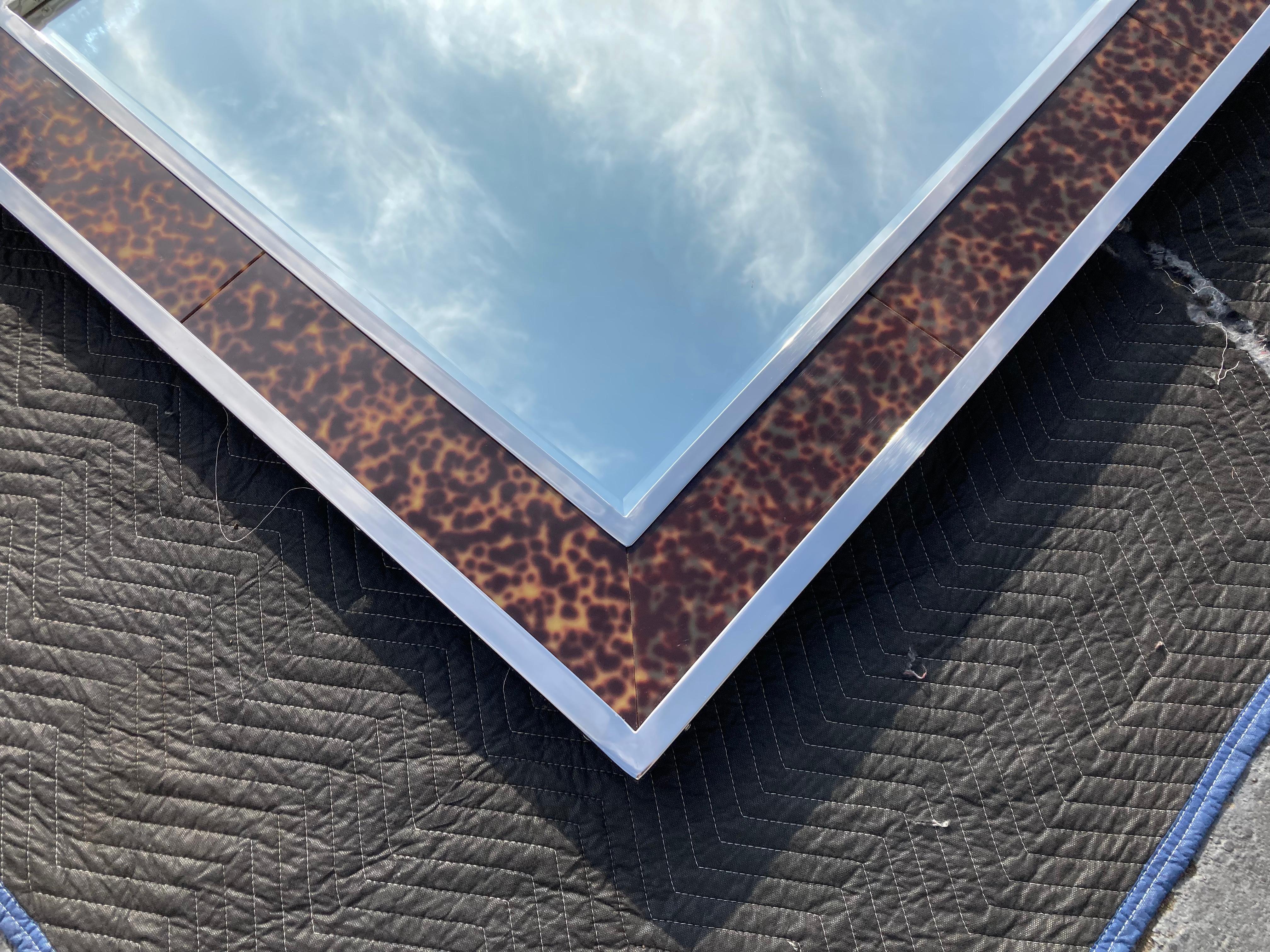 Large Polo Ralph Lauren Wall Mirror, Stainless Steel, Mahogany, Tortoise Shell 1