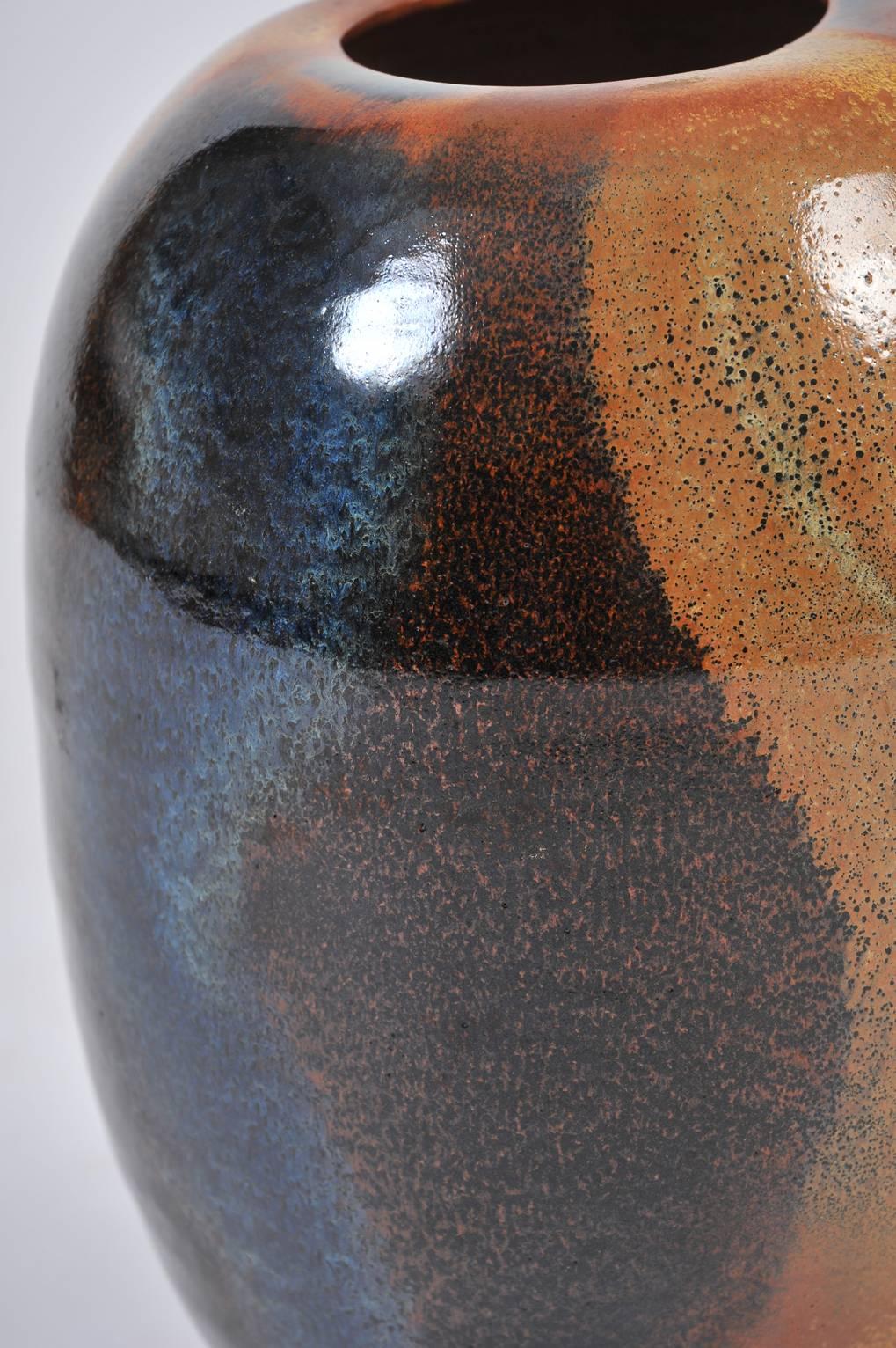 Large Polychrome 1970s Stoneware Vase 2