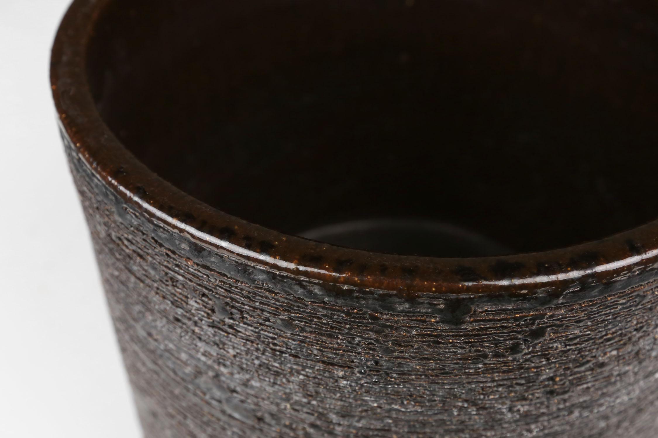 Belgian Large polychrome black cache-pot by Rogier Vandeweghe for Amphora, belgium 1960s For Sale
