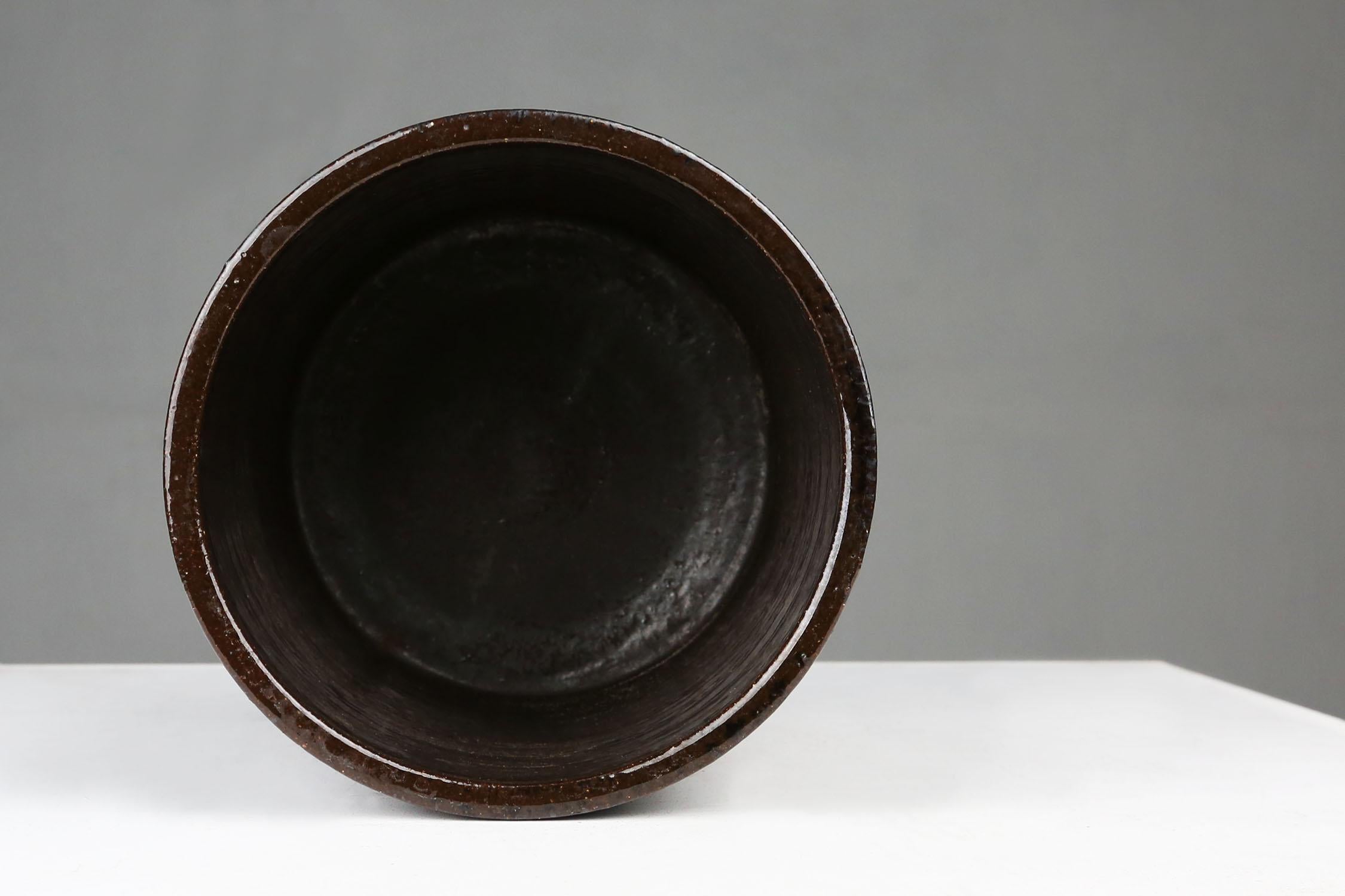 Ceramic Large polychrome black cache-pot by Rogier Vandeweghe for Amphora, belgium 1960s For Sale