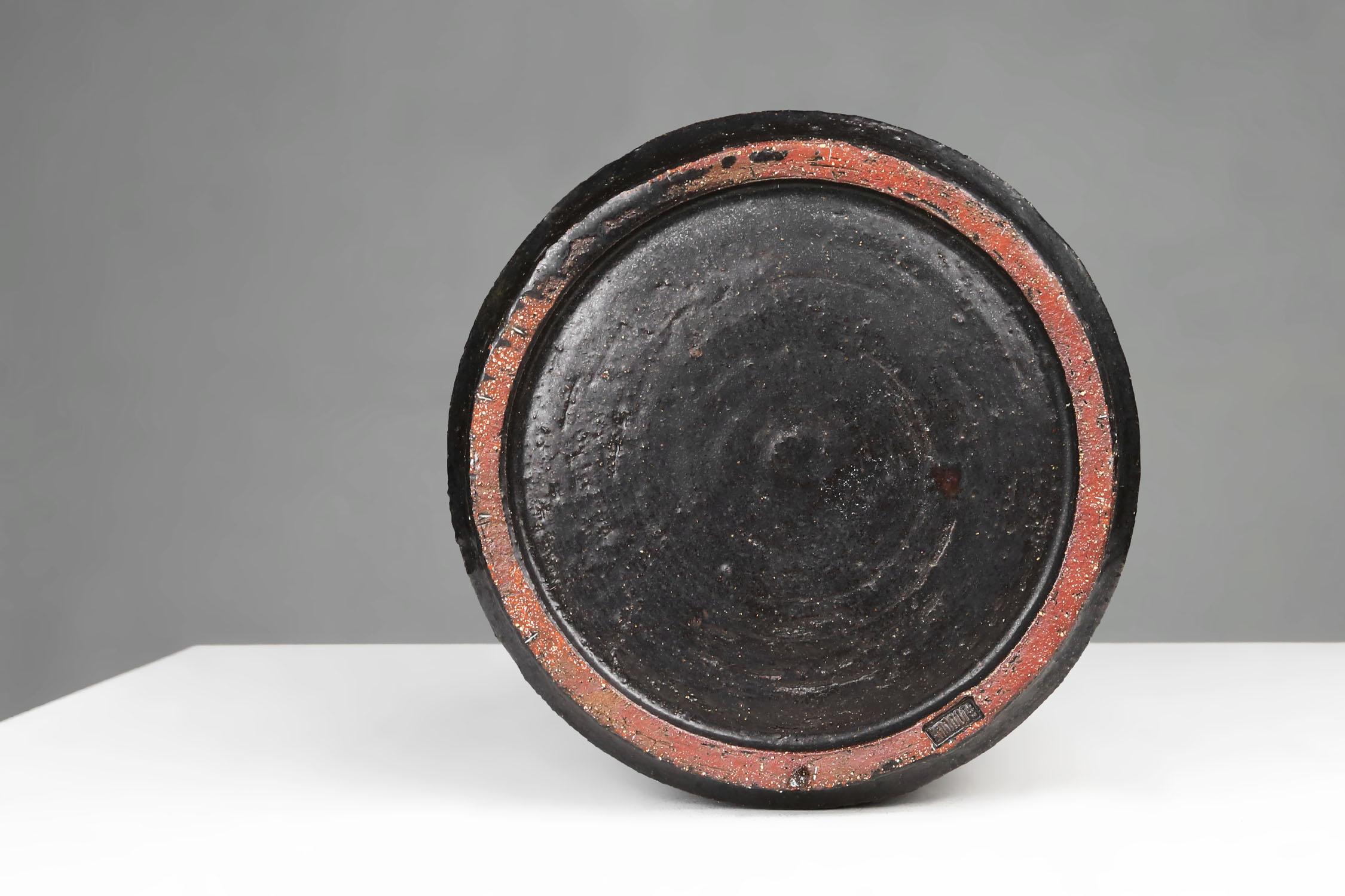 Large polychrome black cache-pot by Rogier Vandeweghe for Amphora, belgium 1960s 1
