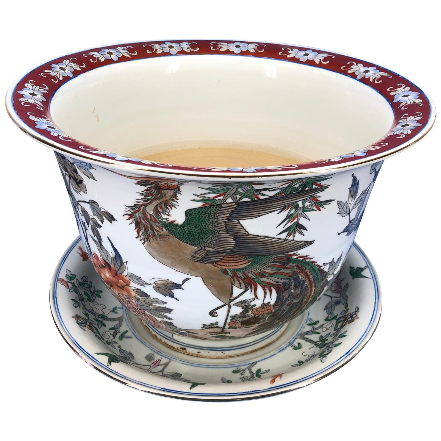 Urne et chargeur Jardinière en porcelaine polychrome chinoise peinte à la main en vente