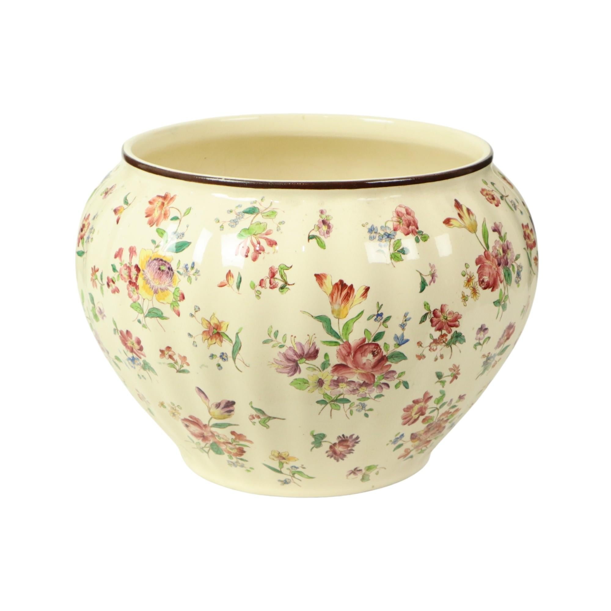 Großer polychromer Blumentopf Cache Pot Longchamps Frankreich 36cm im Angebot 3