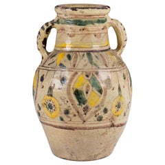 Antique Large Polychrome Glazed Ceramic Jar