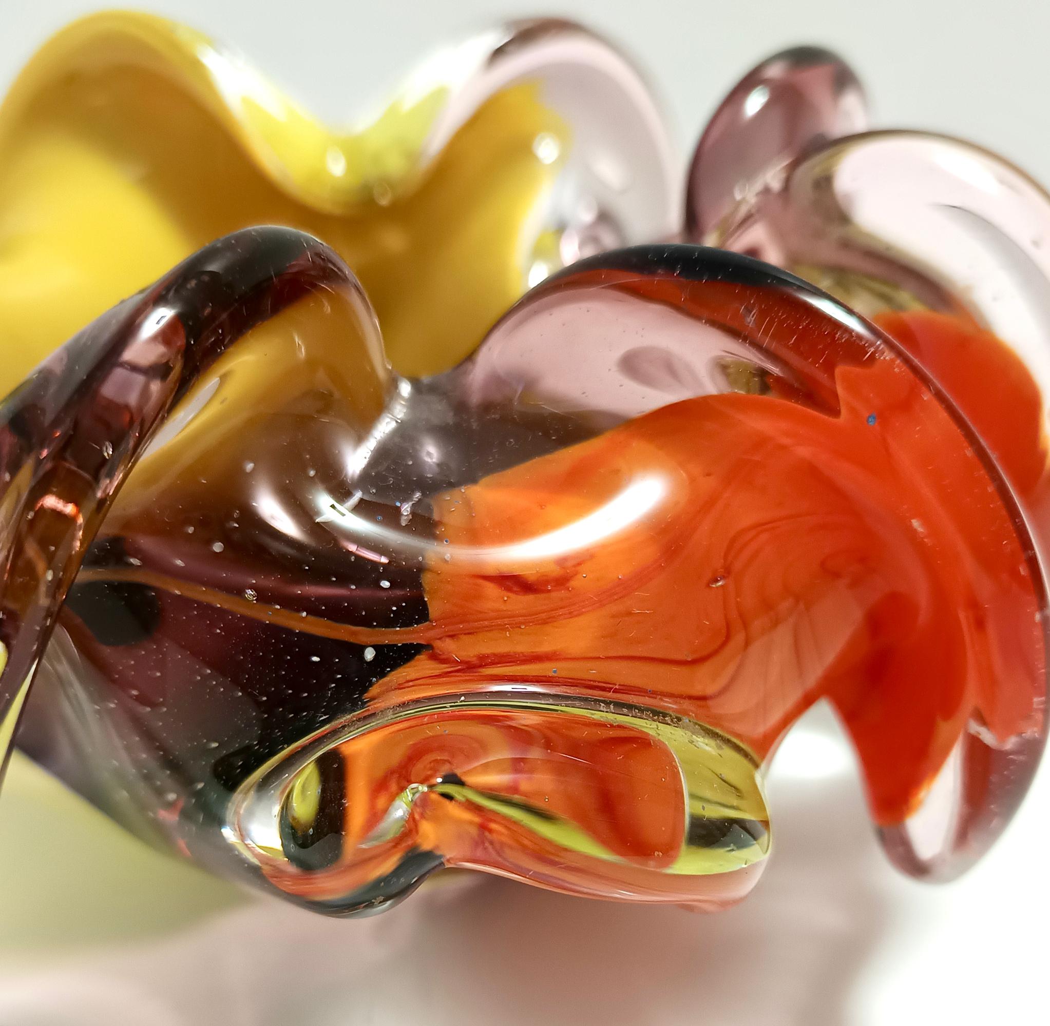 Grand cendrier polychrome en verre de Murano / Vide-Poche attr. à Toso, Italie en vente 5