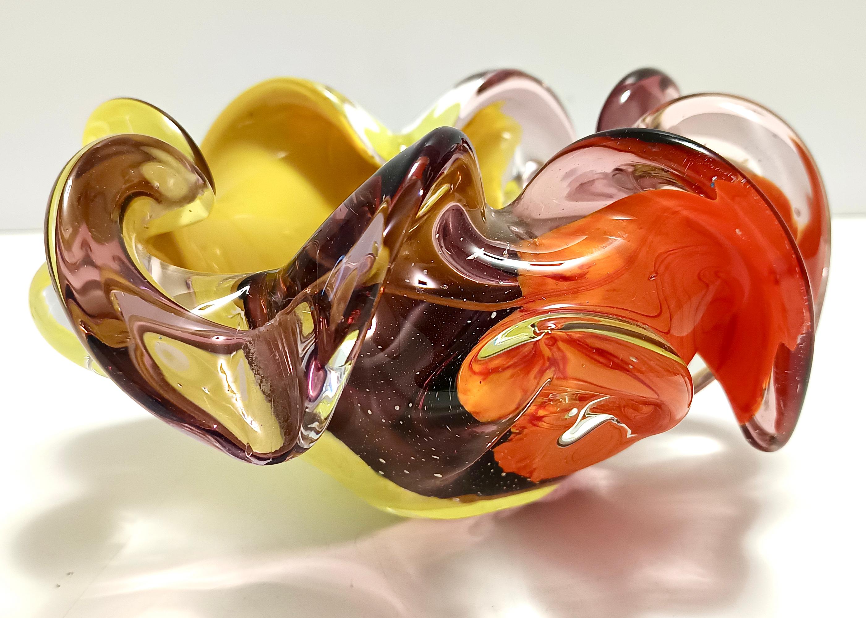 Grand cendrier polychrome en verre de Murano / Vide-Poche attr. à Toso, Italie en vente 7