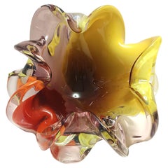 Large Polychrome Murano Glass Ashtray / Vide-Poche attr. to Toso, Italy