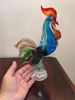 Gran gallo de cristal de Murano policromado, Italia, años 70