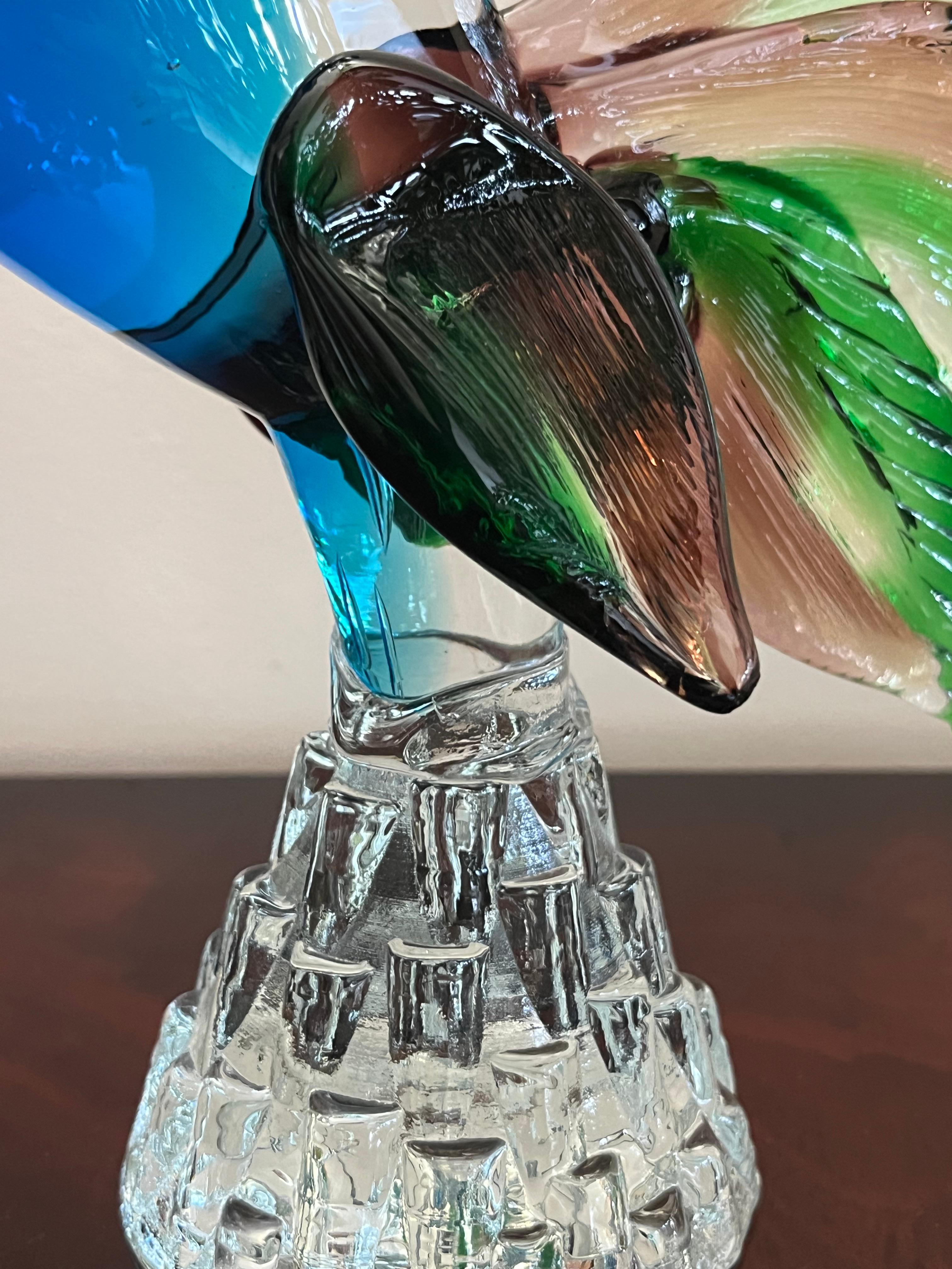Gran gallo de cristal de Murano policromado, Italia, años 70 1