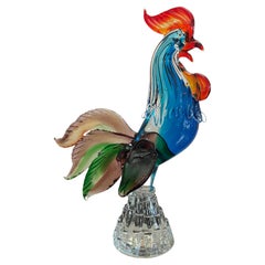 Vintage Large Polychrome Murano Glass Rooster, Italy, 1970s