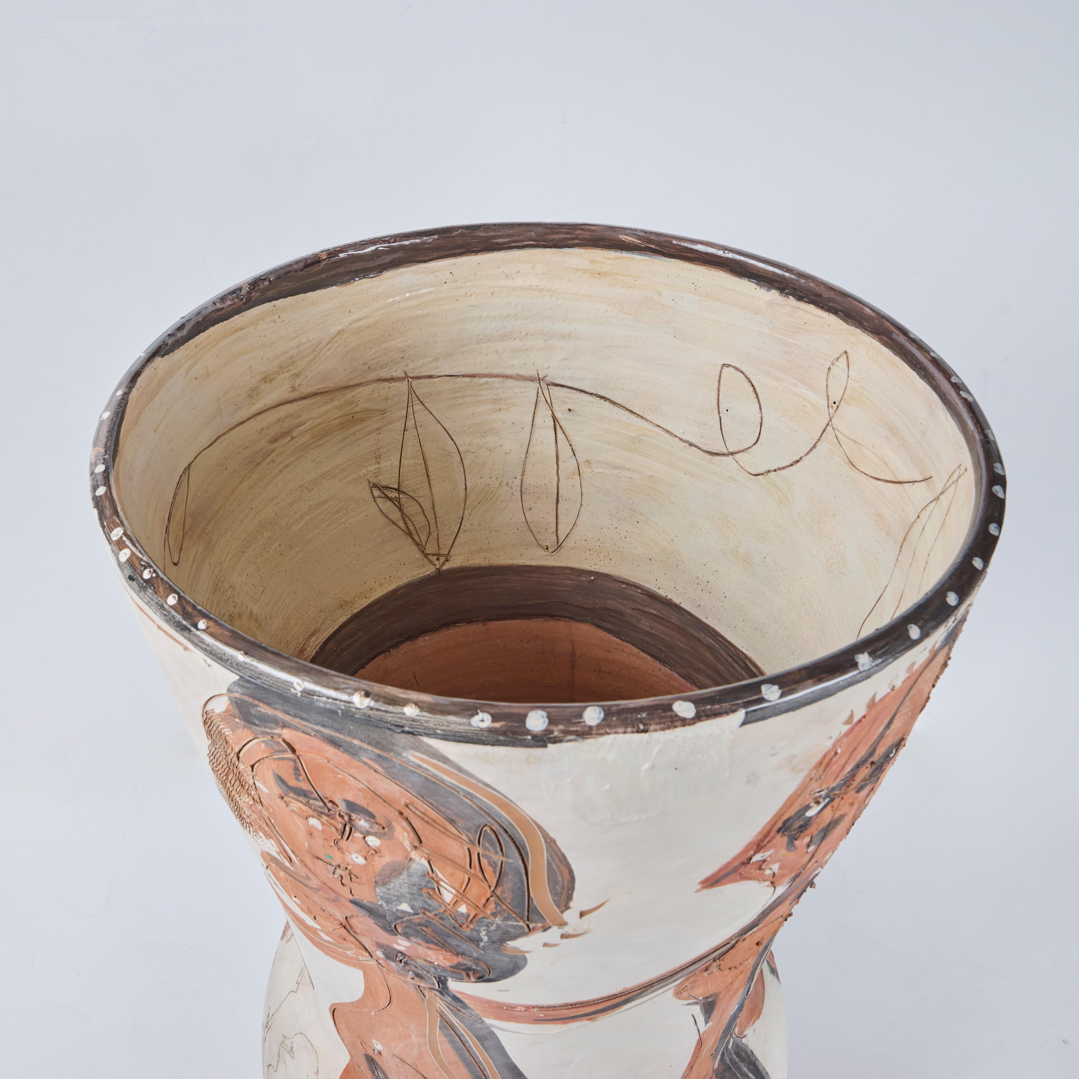 Large Polychrome Pottery Vase For Sale 1