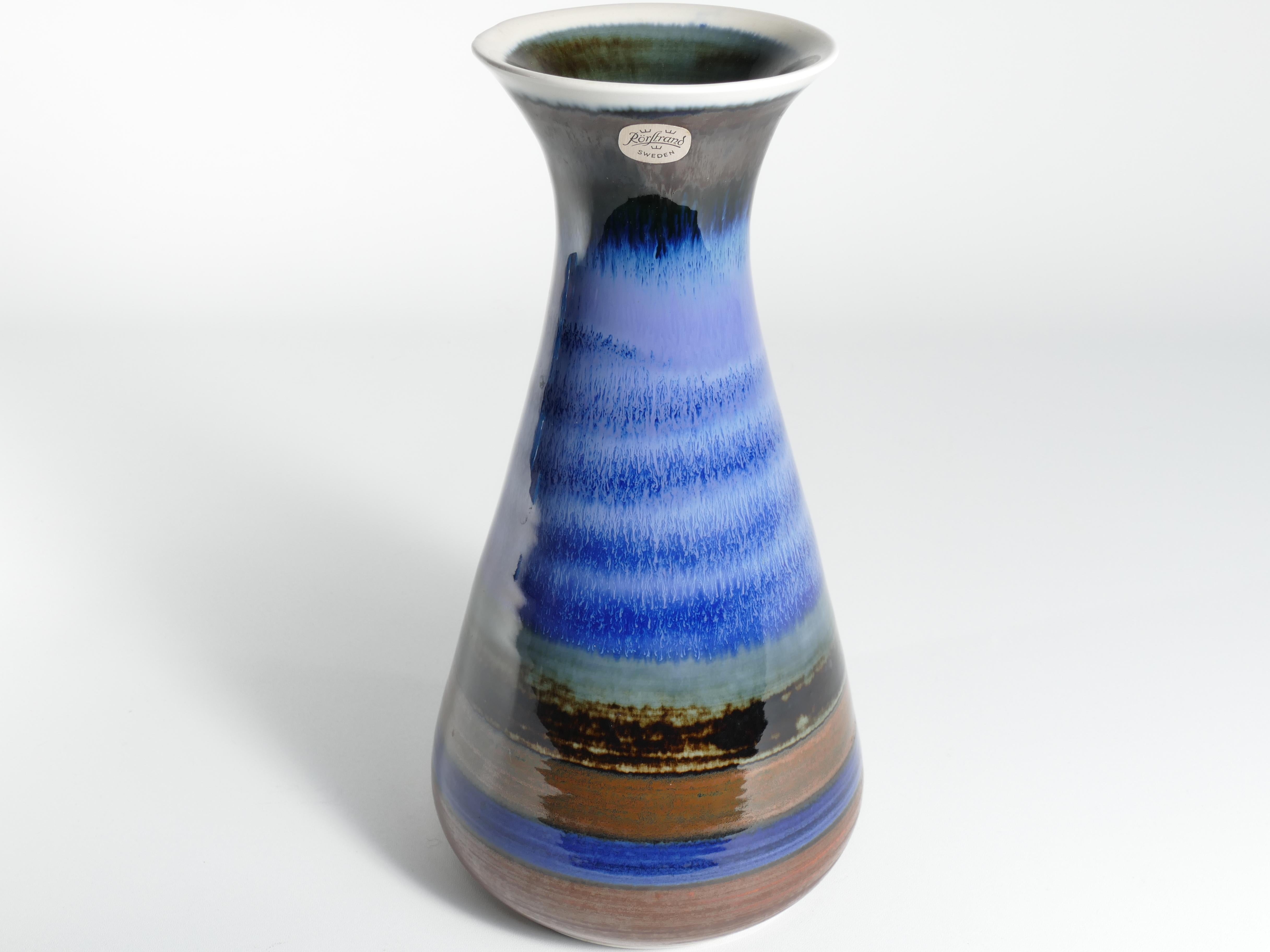 Large Polychrome Stoneware Vase by Gösta Millberg, Rörstrand, Sweden, 1960s For Sale 6