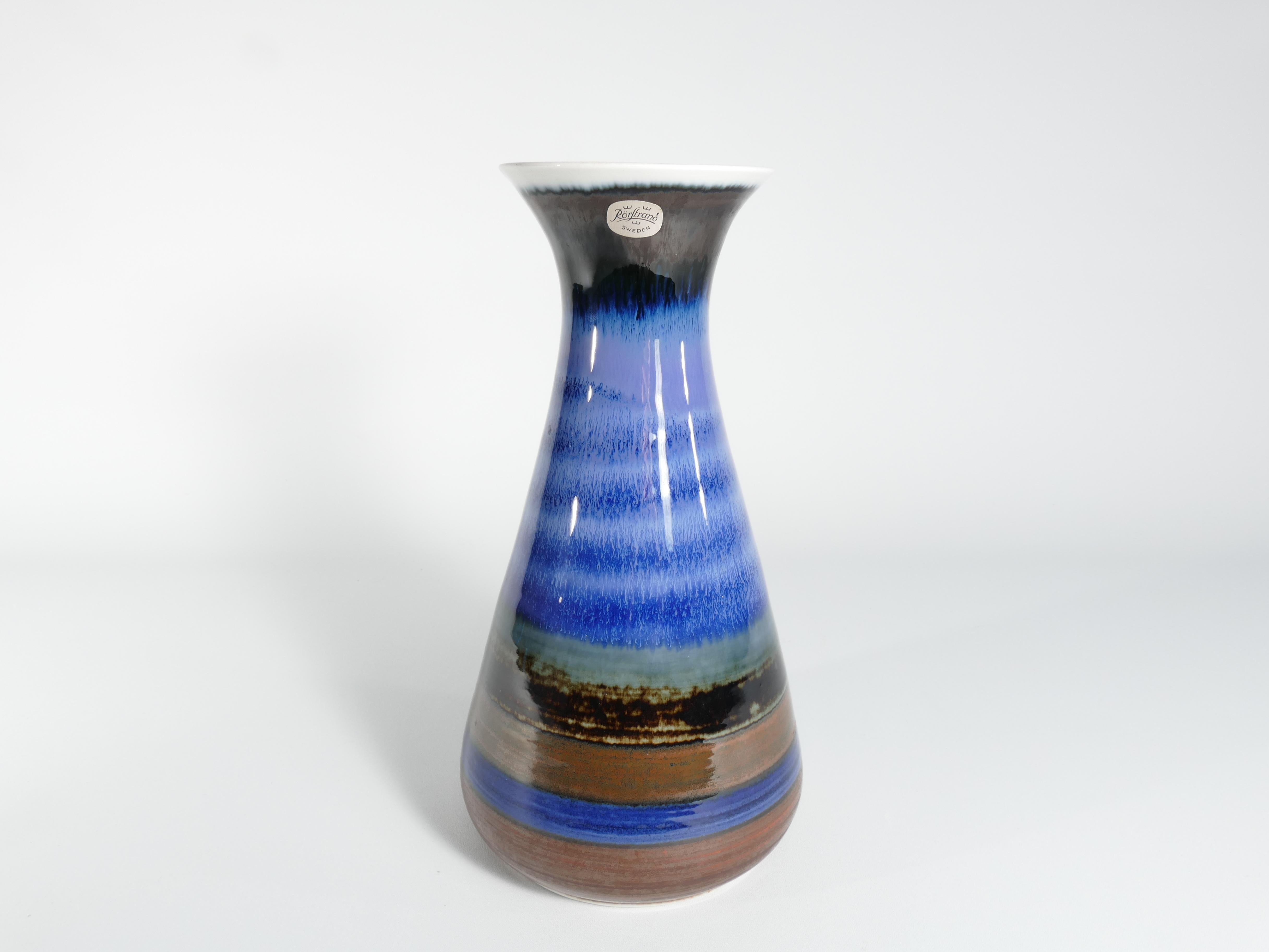 Large Polychrome Stoneware Vase by Gösta Millberg, Rörstrand, Sweden, 1960s In Good Condition For Sale In Grythyttan, SE