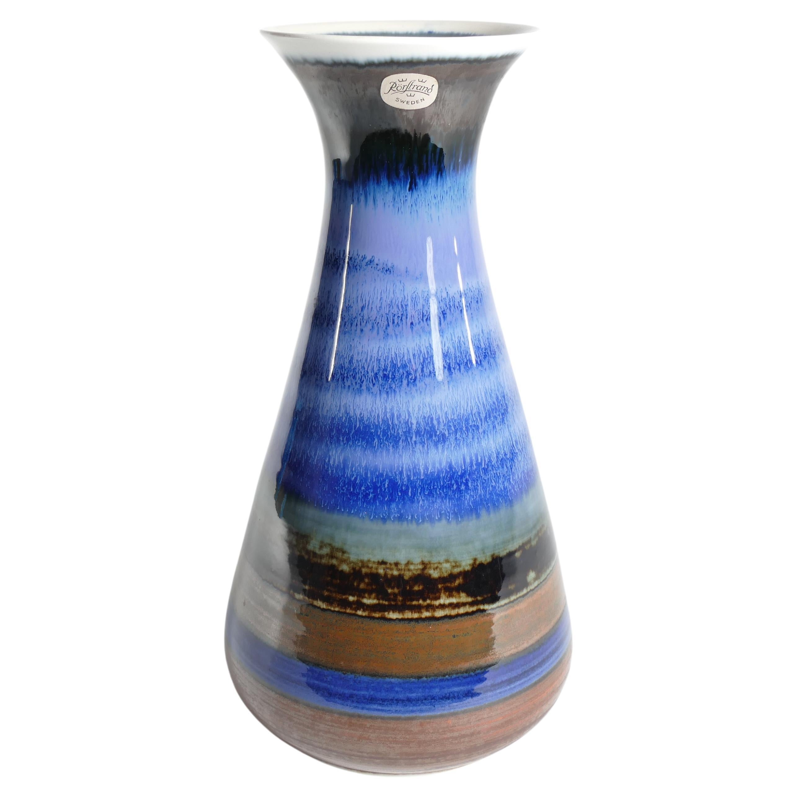 Large Polychrome Stoneware Vase by Gösta Millberg, Rörstrand, Sweden, 1960s For Sale