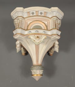 Grande console da parete in terracotta policroma