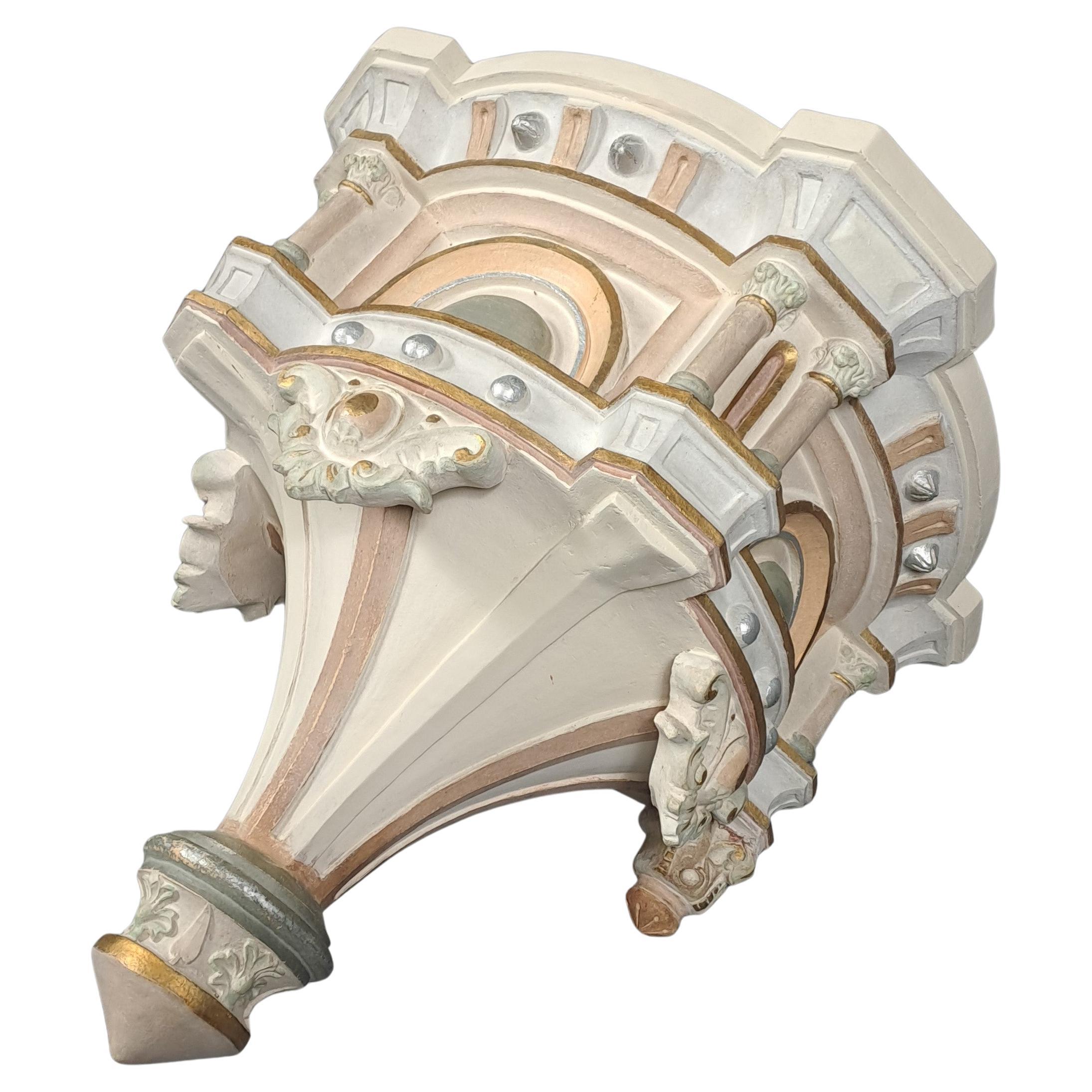 Large Polychrome Terracotta Wall Console For Sale