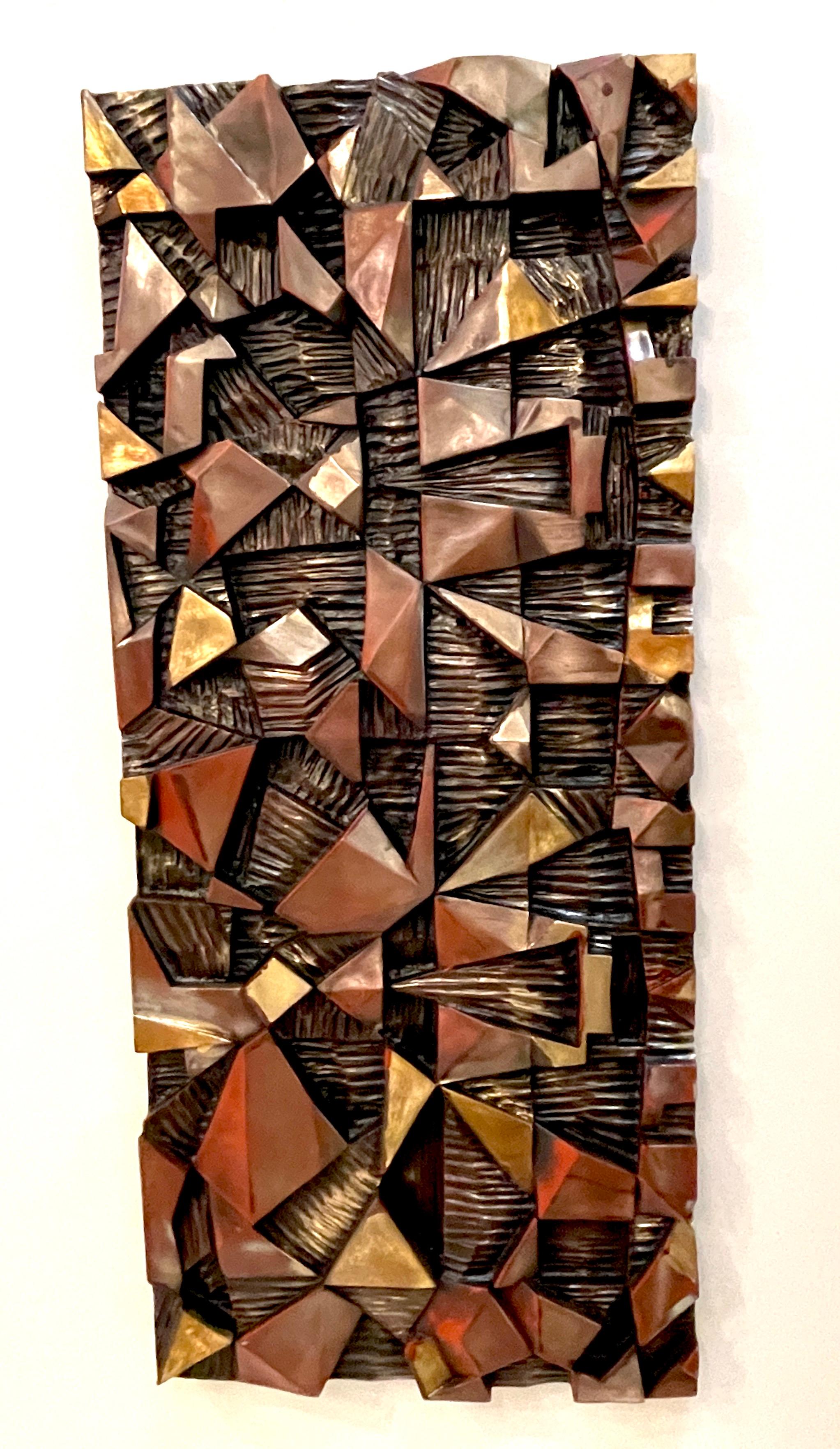 Mid-Century Modern Large Polychromed / Lacquered Fiberglass Brutalist Wall Sculpture For Sale
