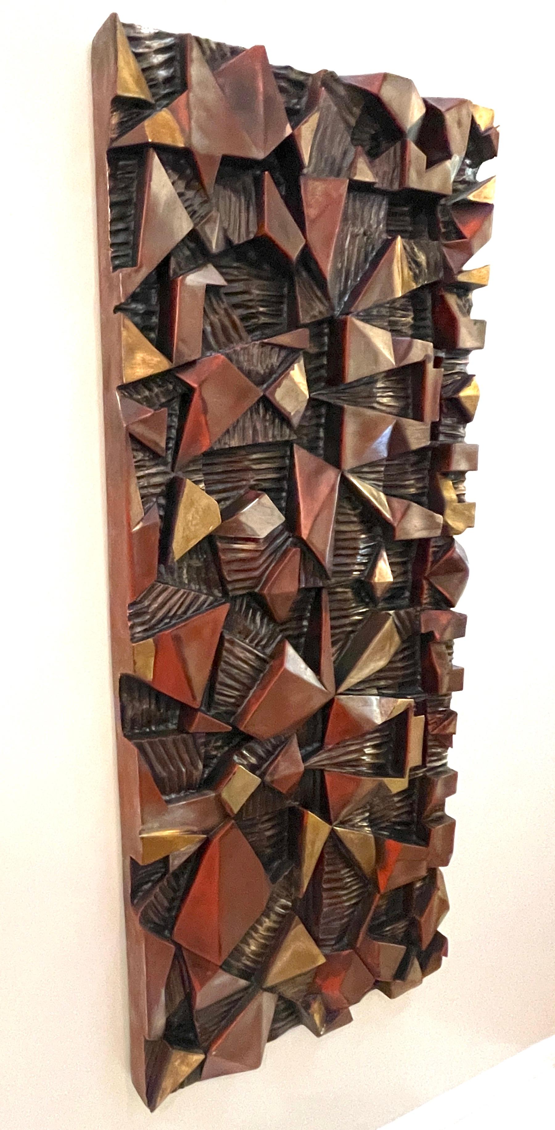 American Large Polychromed / Lacquered Fiberglass Brutalist Wall Sculpture For Sale