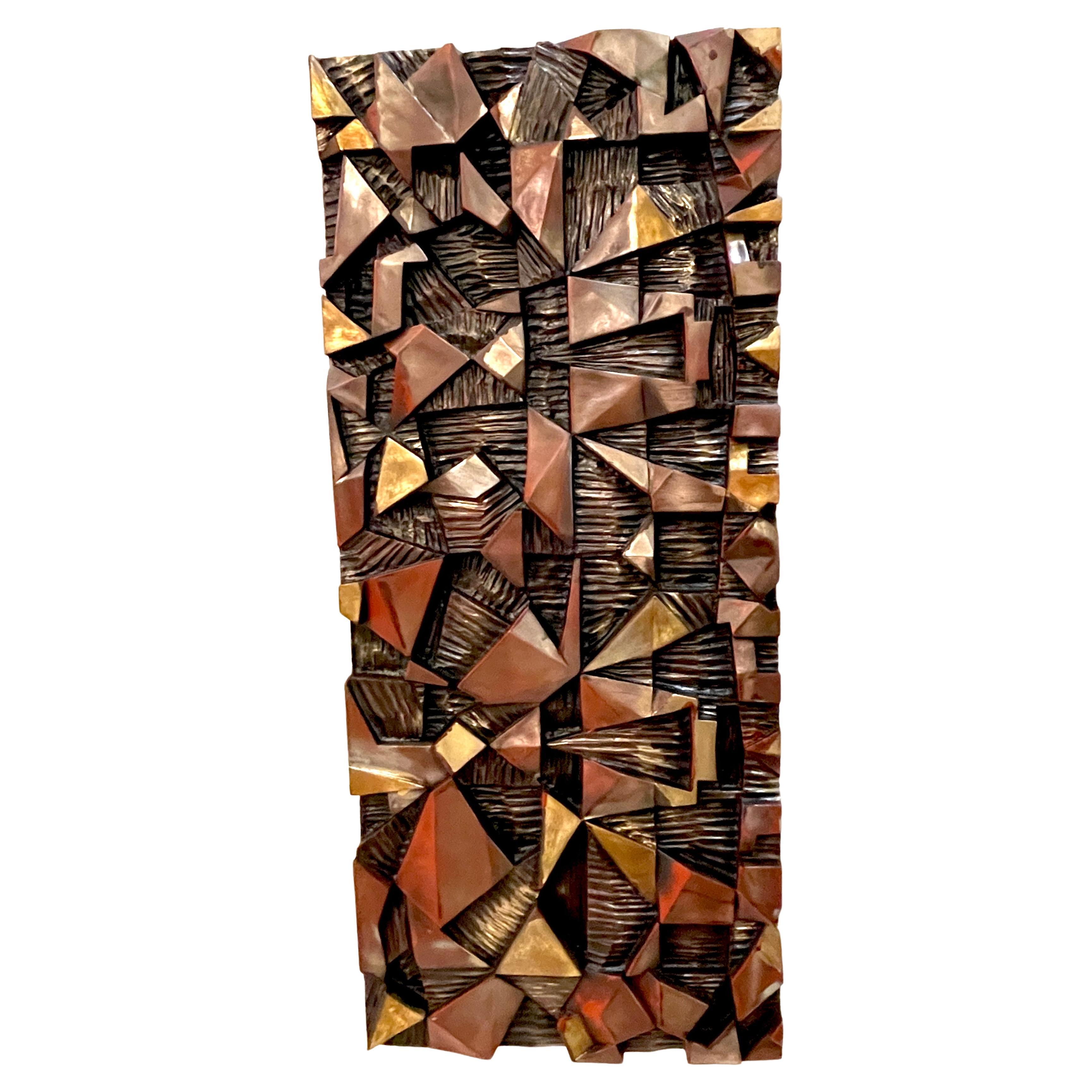Large Polychromed / Lacquered Fiberglass Brutalist Wall Sculpture For Sale