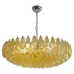 Large Polyhedron Amber Glass Chandelier by Carlo Scarpa