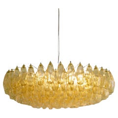 Large Polyhedron Amber Glass Chandelier by Carlo SCARPA