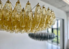 Large Polyhedron Amber Glass Chandelier