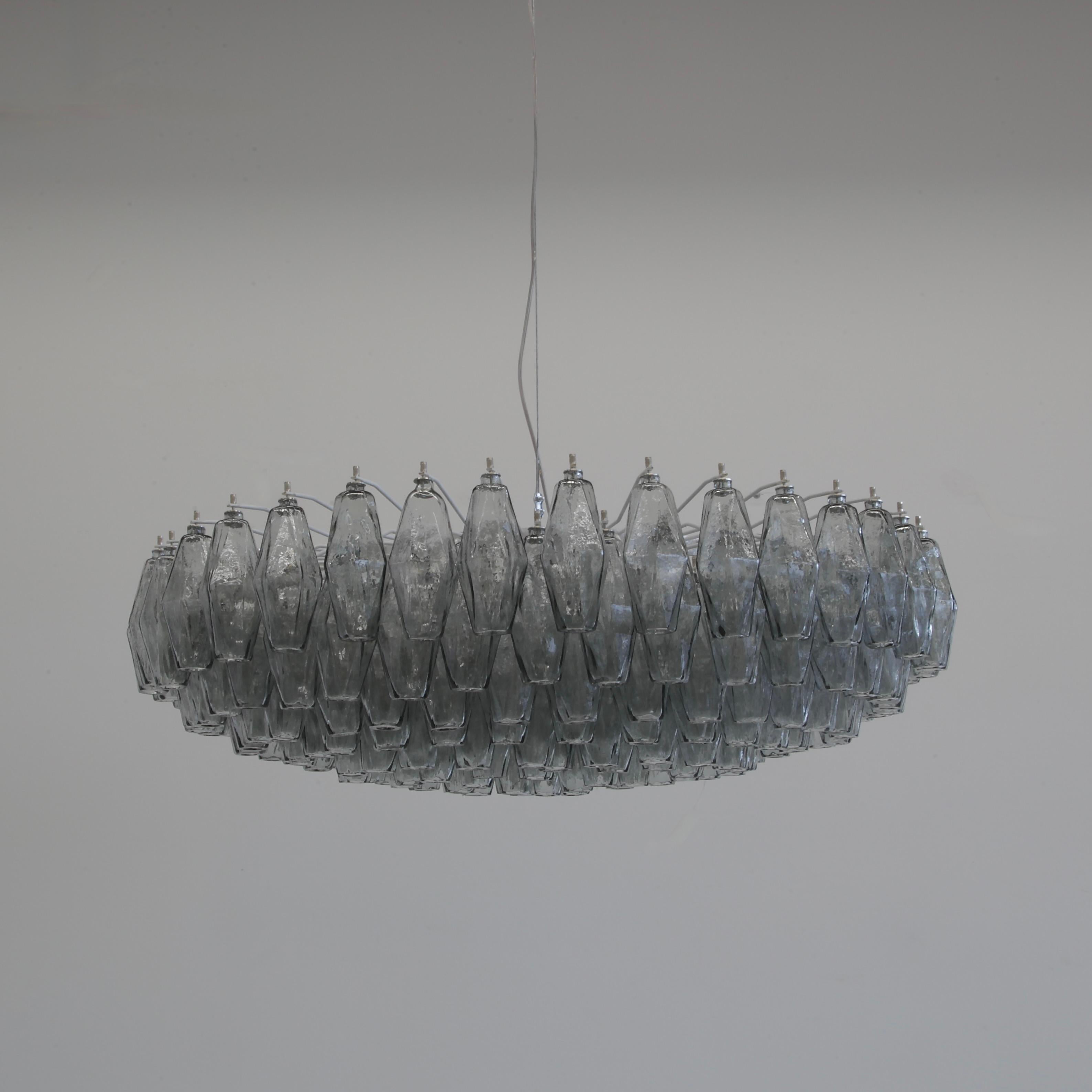 Late 20th Century Large Polyhedron Glass Chandelier For Sale