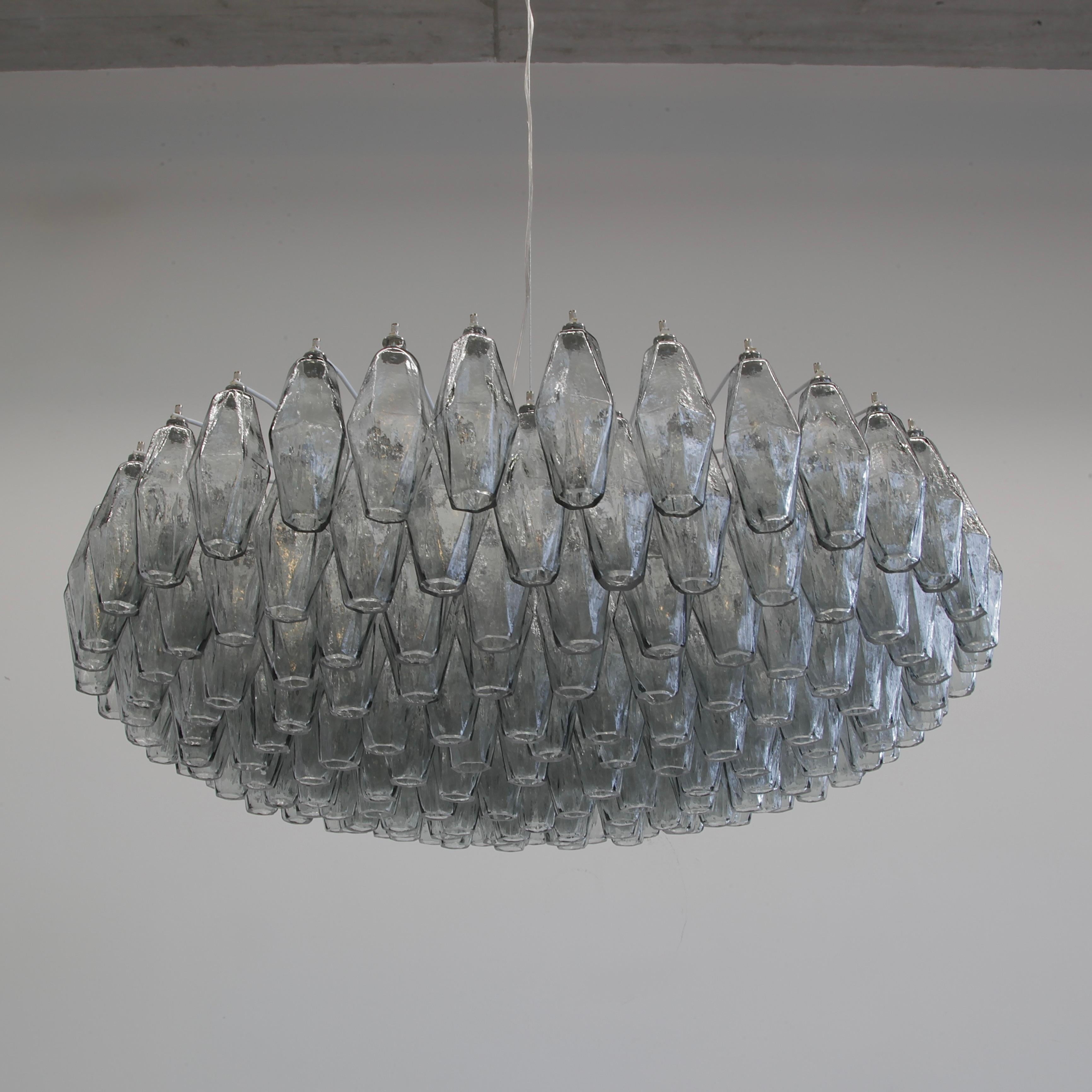 Metal Large Polyhedron Glass Chandelier For Sale