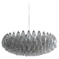 Large Polyhedron Grey Glass Chandelier by Carlo SCARPA